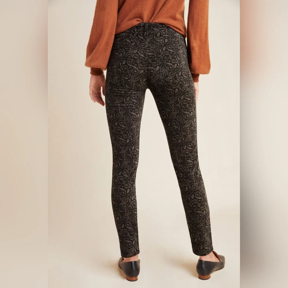 Anthropologie AG The Stevie Velvet High Rise Skinny Jeans Paisley Print - Picture 3 of 12